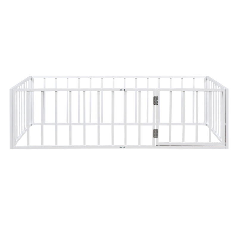 Metal Floor Bed Frame With Fence And Door