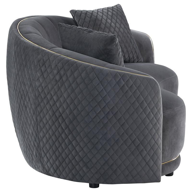 Lorraine - 2 Piece Upholstered Sofa Set With Tufting Trim - Dark Gray
