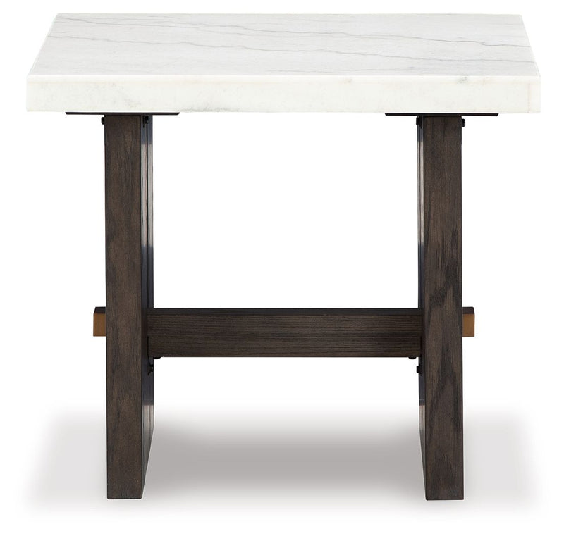 Burkhaus - Rectangular End Table - White / Dark Brown
