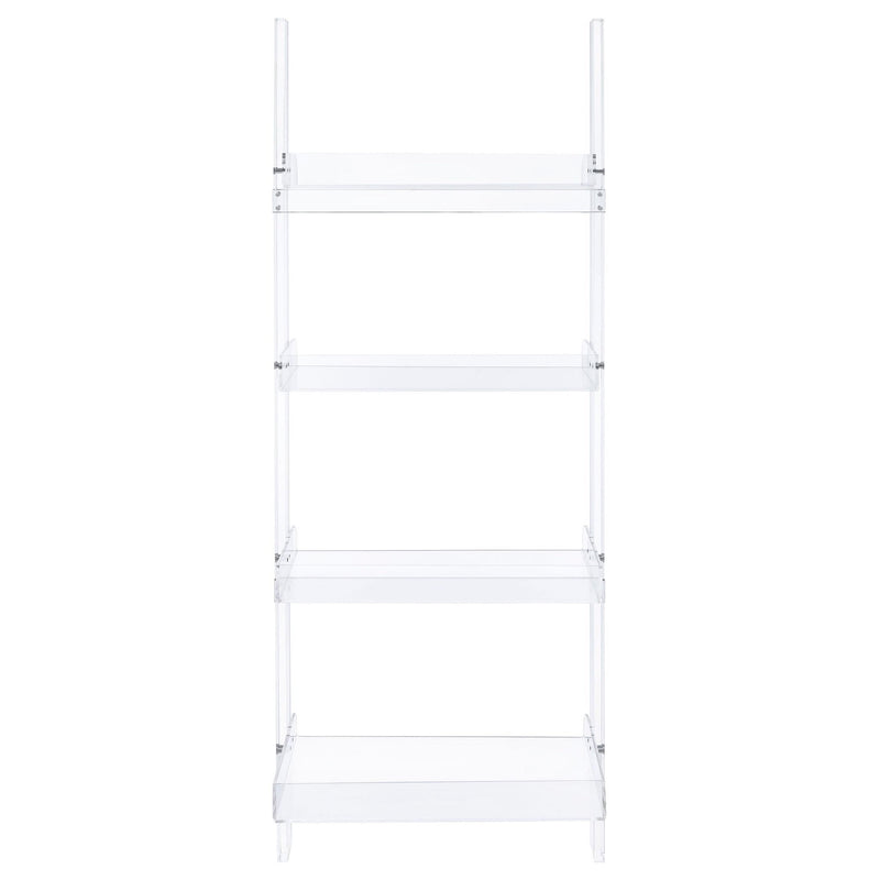 Amaturo 72-inch 4-shelf Acrylic Ladder Bookshelf Clear
