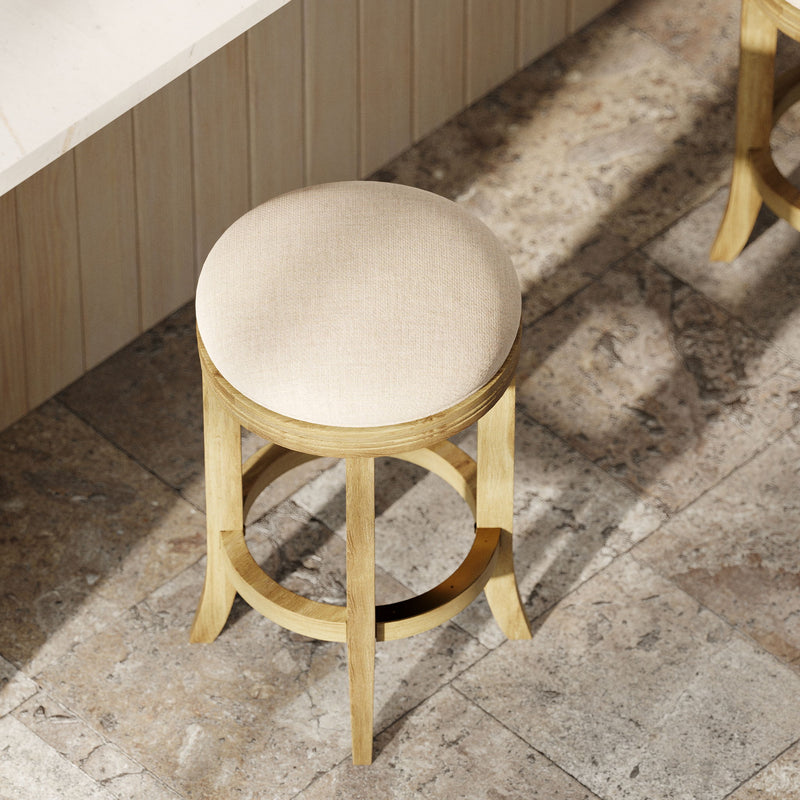 Backless Swivel Stool With Upholstered Seat