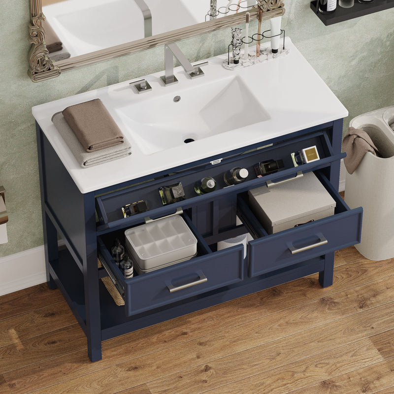 Bathroom Vanity With Ceramic Sink, Tip Out Tray & 2 Full Extension Drawers