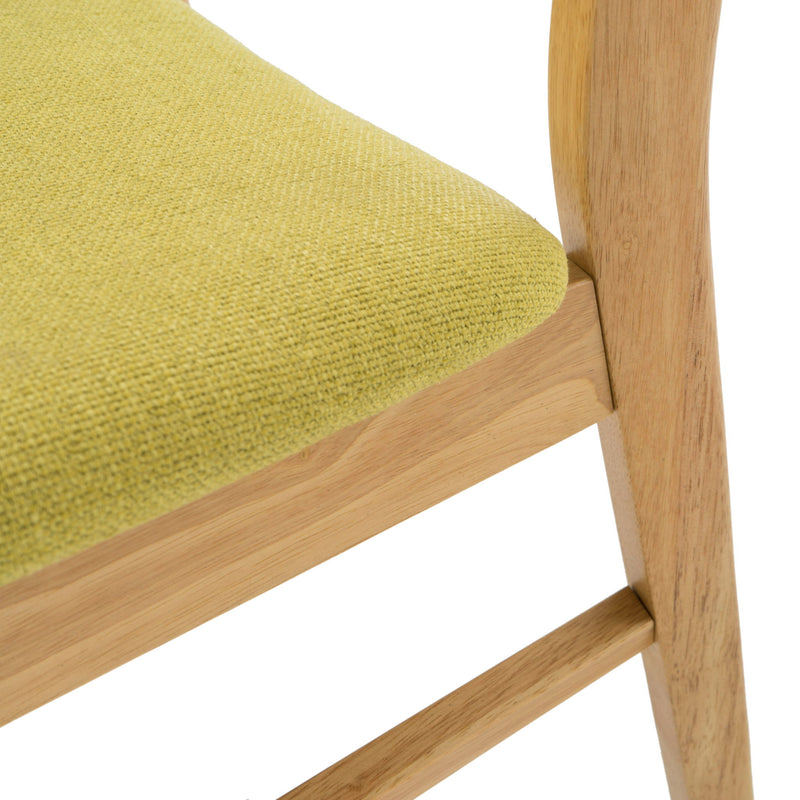 Contemporary Fabric Dining Chair With Wood And Sleek Design - Green
