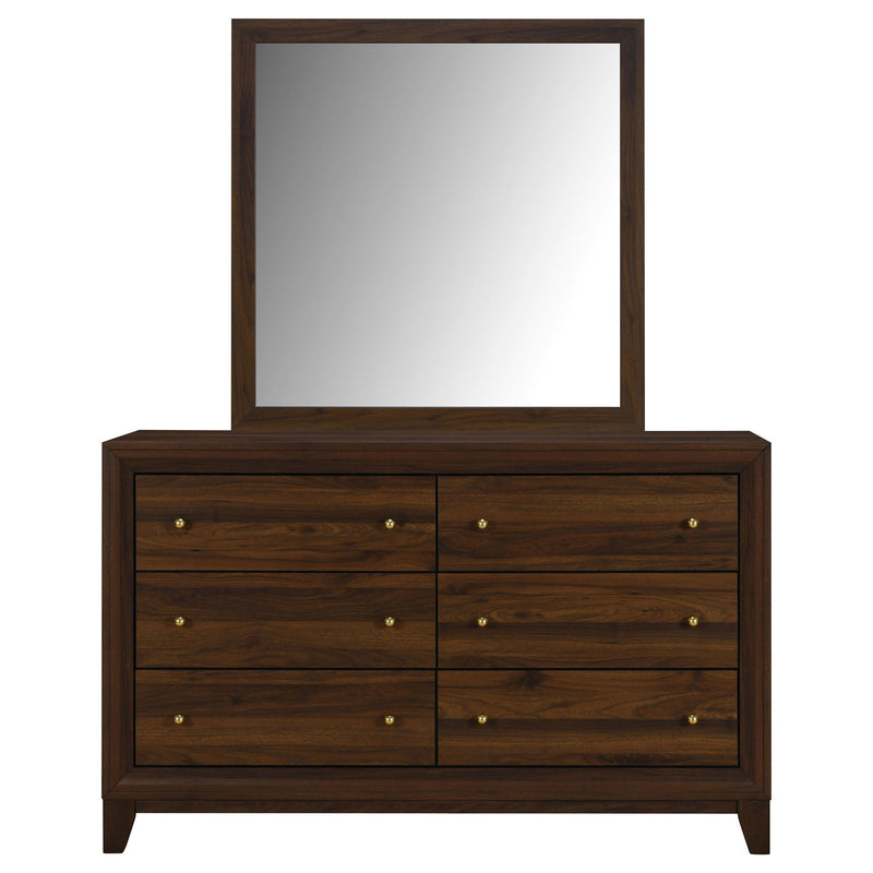 Anza - 6 Drawer Dresser With Mirro - Walnut