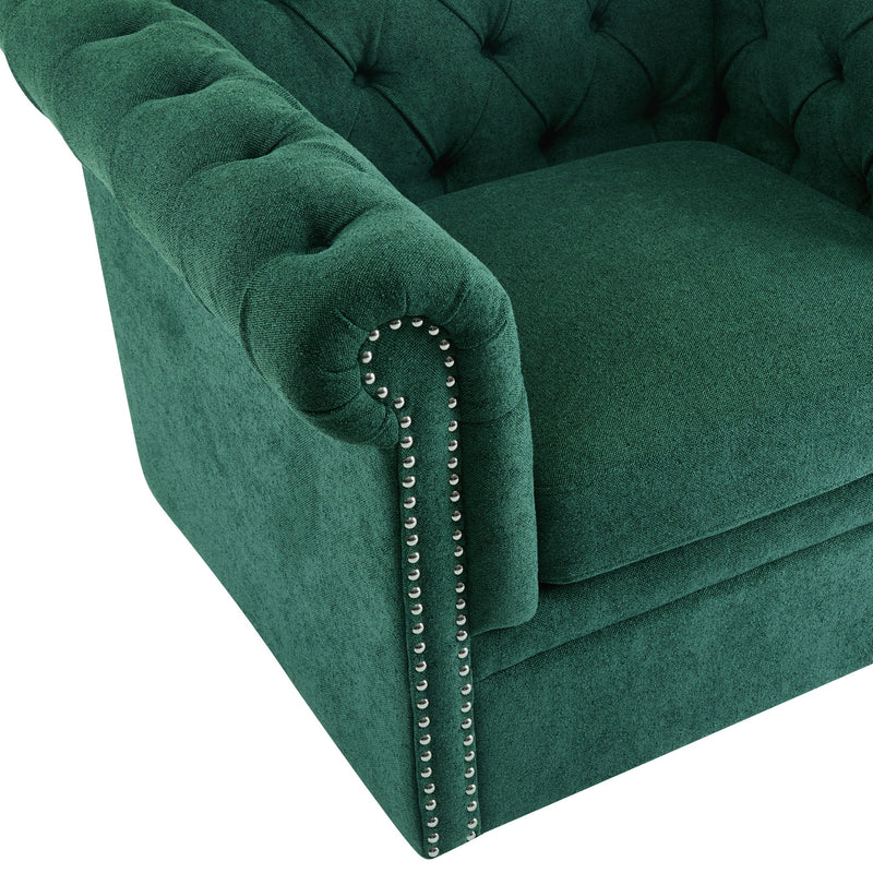 Chesterfield Swivel Club Chair With 360 Degree Rotation - Dark Green