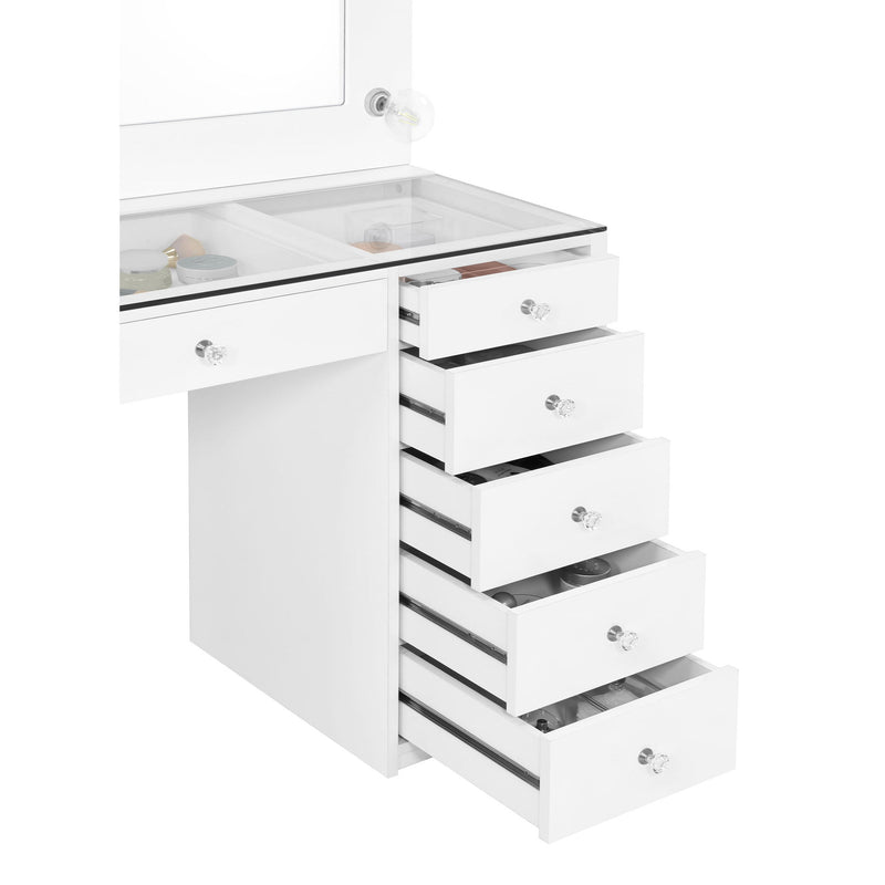 Fern - 7 Drawer Vanity Set With Mirror And Globe Lights