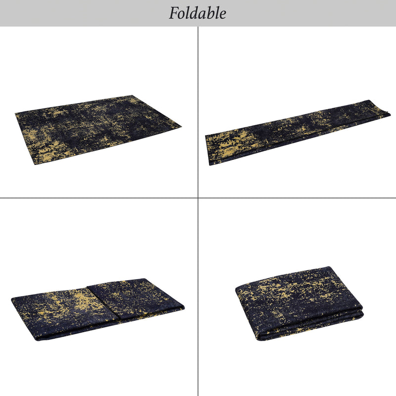 Maval - 6' X 9' Washable Area Rug - Black / Gold