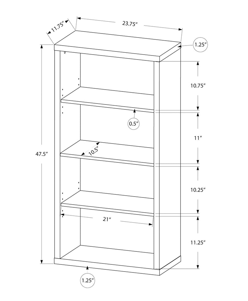 Bookshelf, Bookcase, Etagere, 5 Tier, For Office, Contemporary & Modern - Black