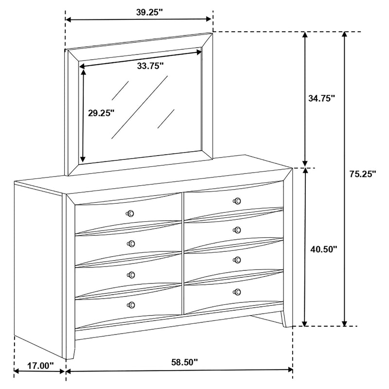 Briana 8-drawer Dresser with Mirror Black