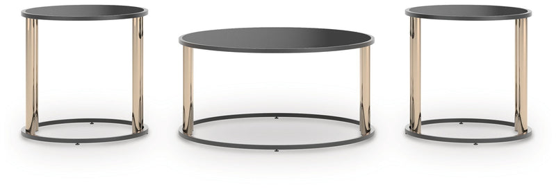 Hannerly - Occasional Table Set (Set of 3) - Black / Gold Finish