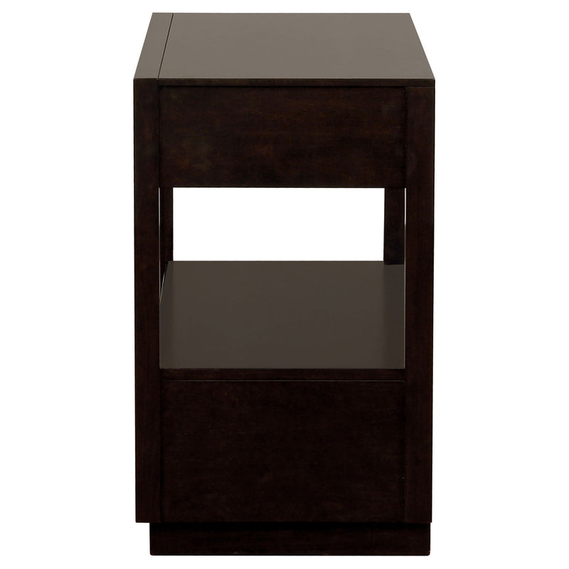 2 Drawer Nightstand With Trim And USB Charging - Brown