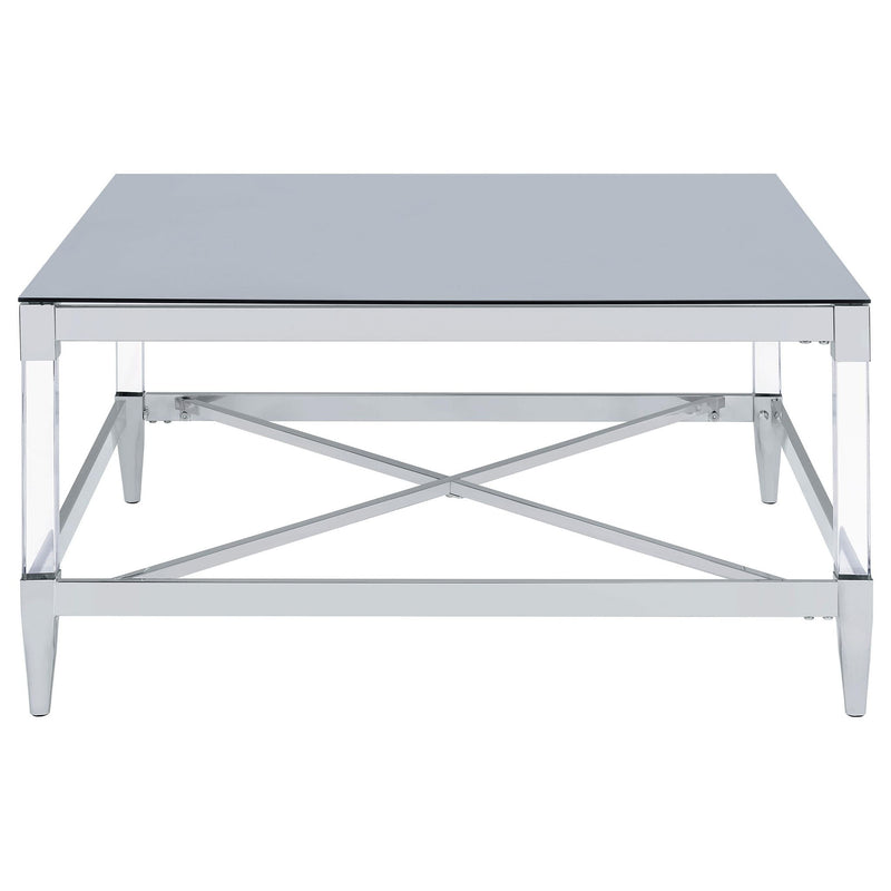 Lindley Square Tempered Mirror Acrylic Coffee Table Chrome