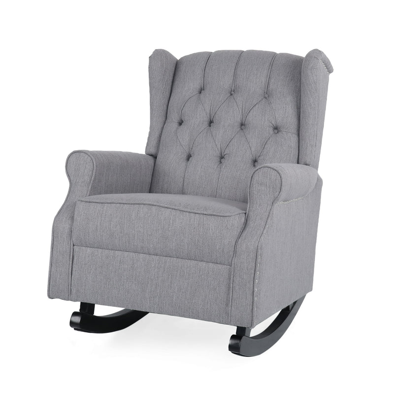 Sheila - Contemporary Fabric Tufted Wingback Rocking Chair - Gray