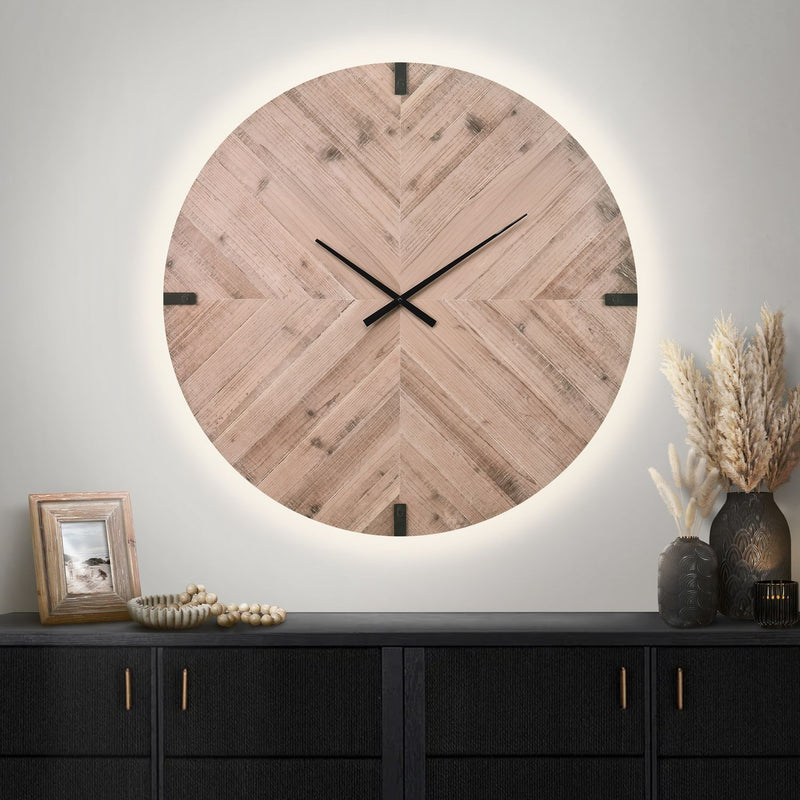 Wall Clock, Round, Large Oversized - Brown