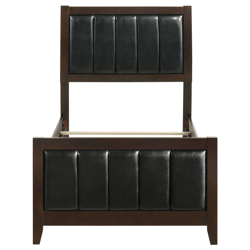 Twin Panel Bed With Headboard And Tapered Legs - Brown