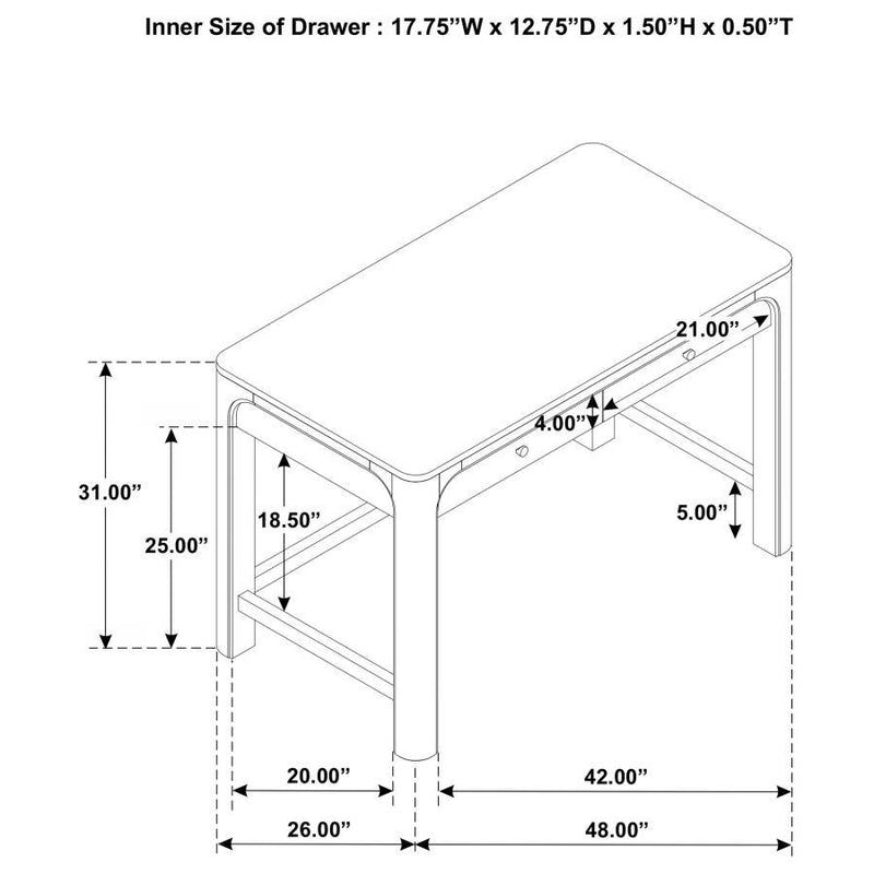 Solano - 2-Drawer Makeup Table Vanity Desk - Weathered Mango