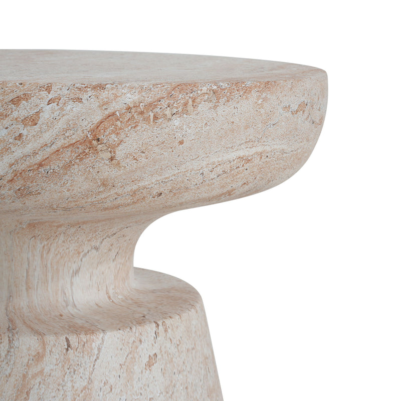 Outdoor / Indoor Lightweight Concrete Side Table, Travertine - Beige