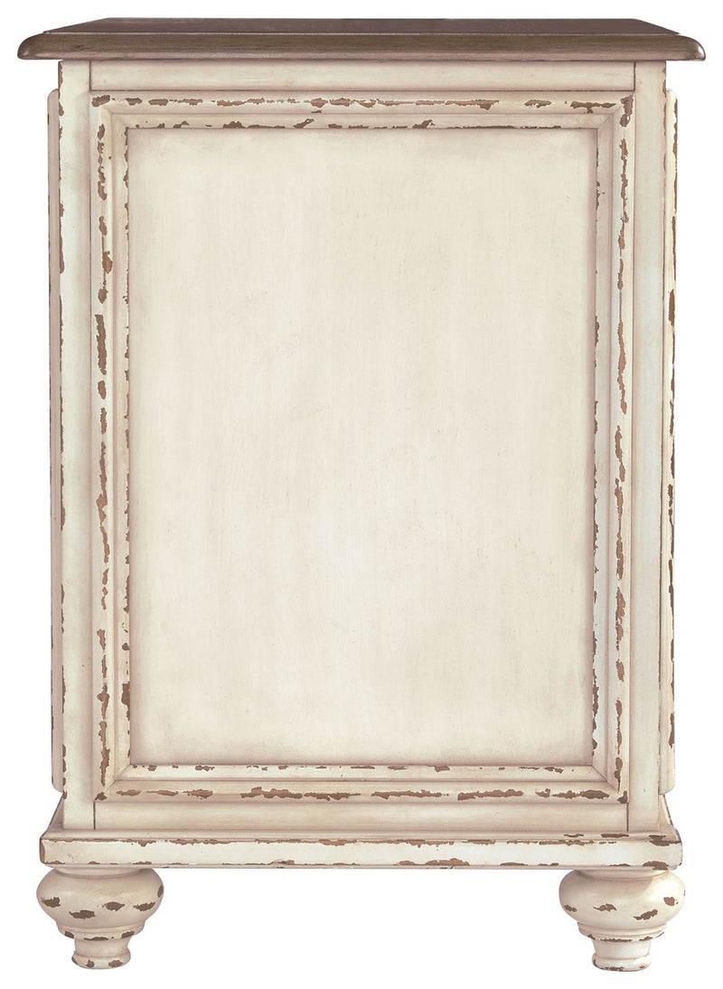 Realyn - Chair Side End Table - Insert Mirror - White / Brown