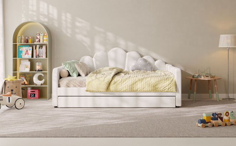 Shell Shaped Upholstered Daybed Frame With Slats
