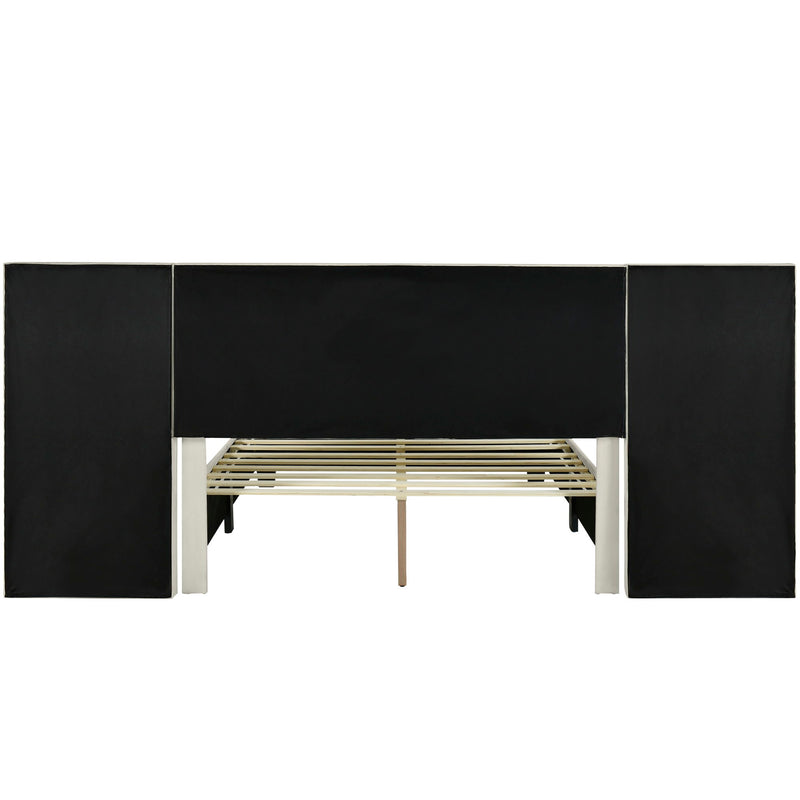 Upholstered Platform Bed With Big Headboard