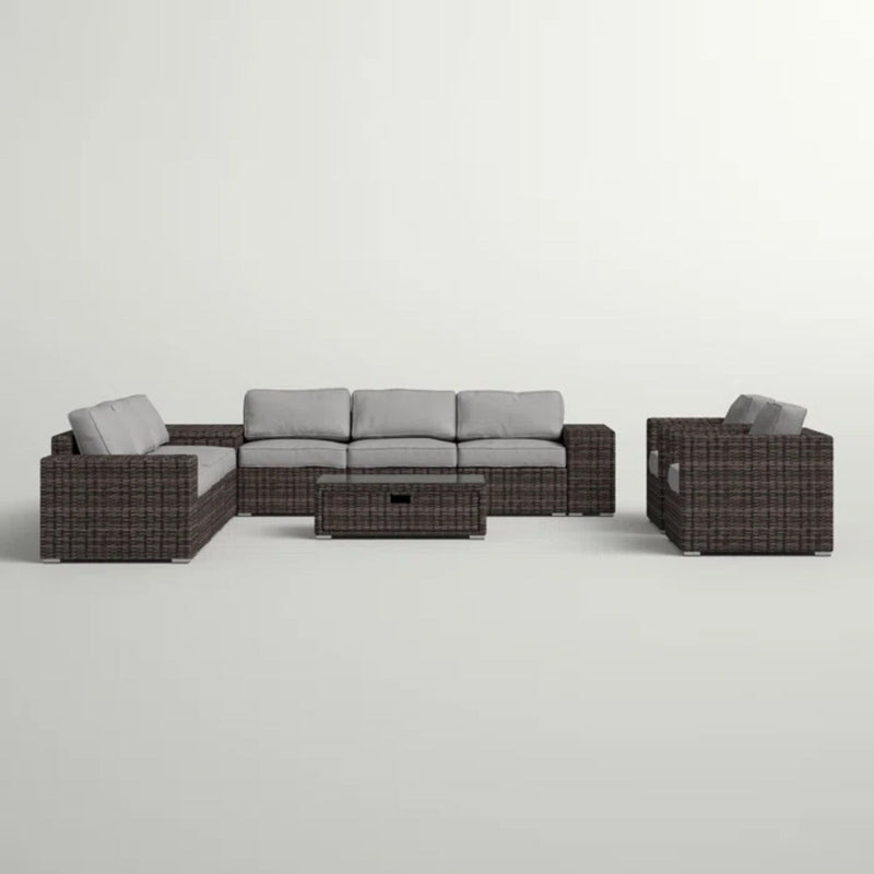 Stylish Rattan Wicker Person Seating Group With Premium Sunbrella Cushions Perfect For Outdoor Entertaining