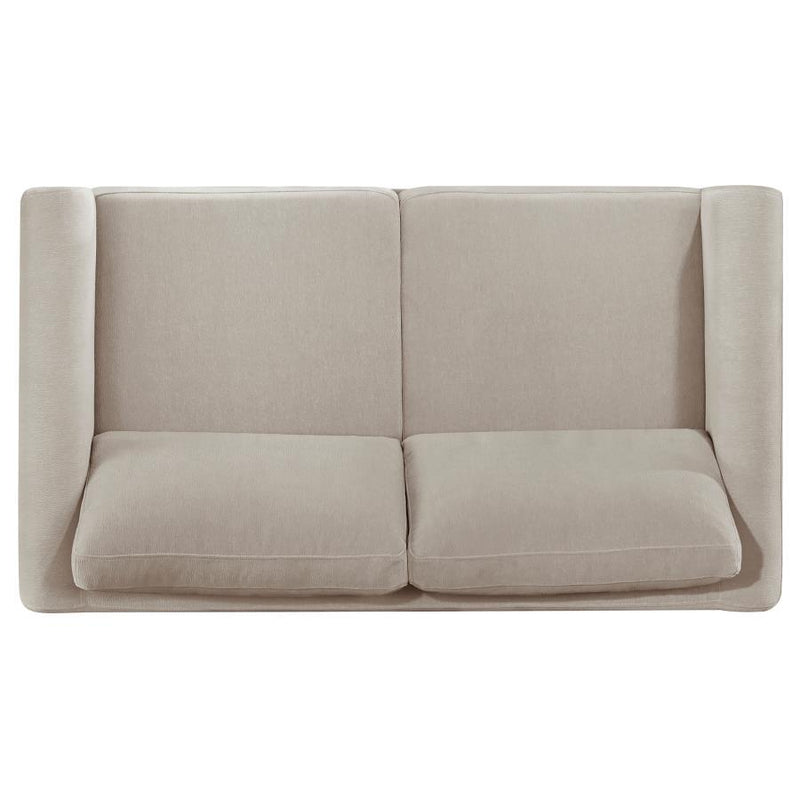 Islington - Fabric Upholstered Panel Arm Loveseat - Taupe