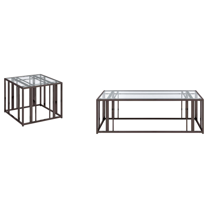 Adri 2-piece Coffee and End Table Set Black Nickel
