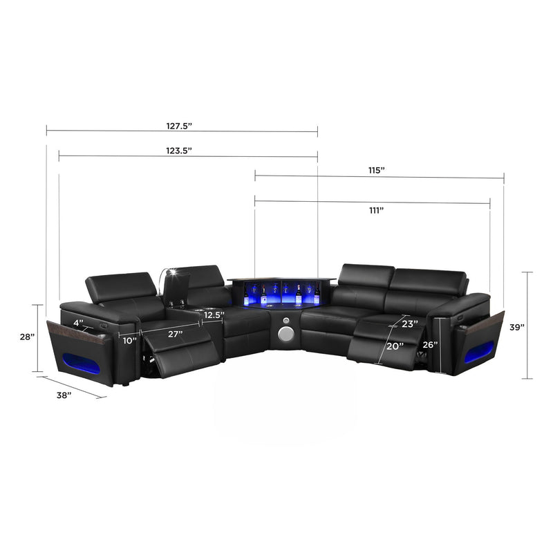 Nova - Sectional With Bluetooth Speaker, LED And Lifting Wine Cabinet