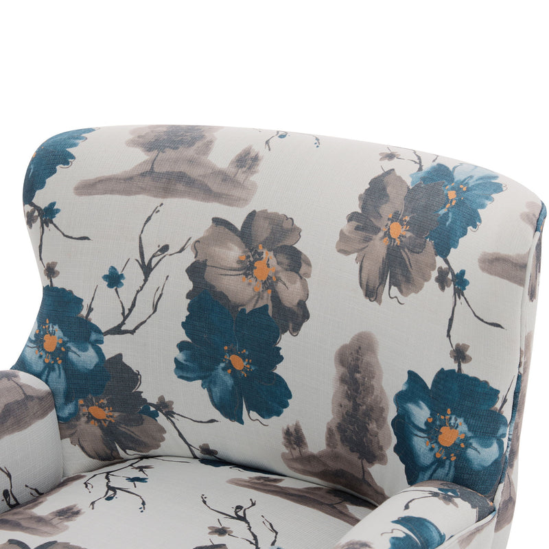 Armchair With Round Arm - White / Blue
