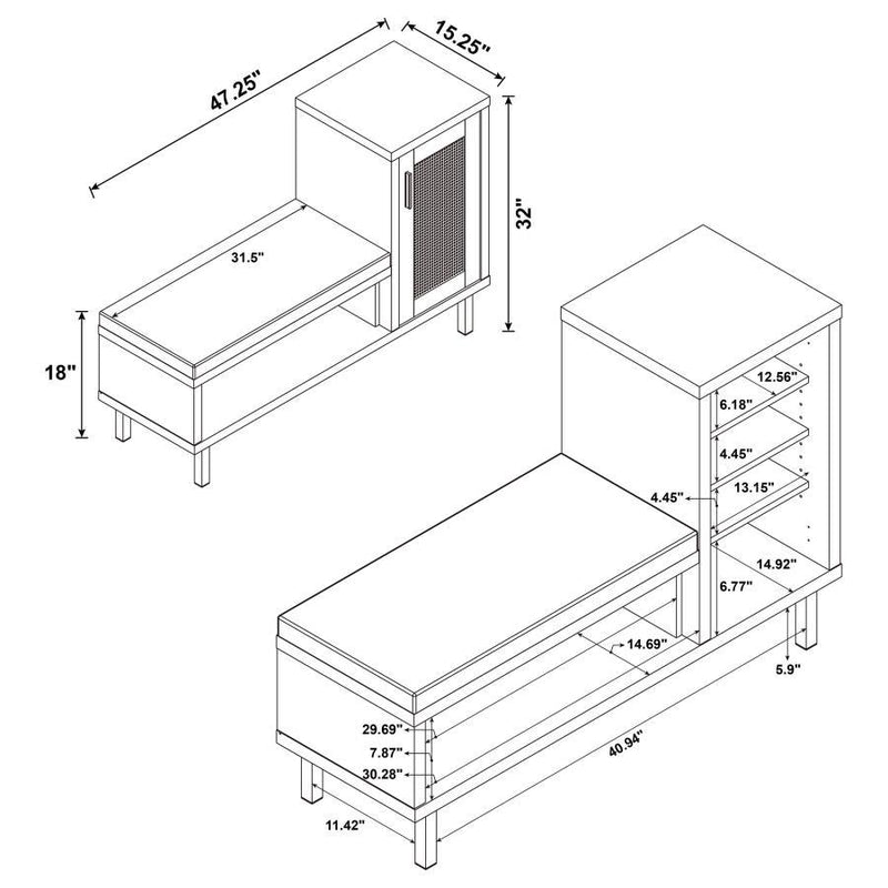 Teller - 1-Door Entryway Shoe Storage Bench - Natural Oak