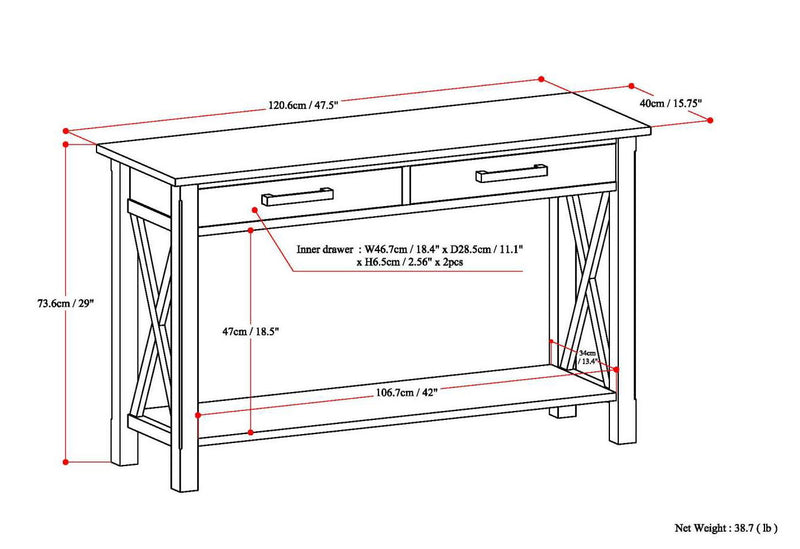 Kitchener - Console Sofa Table - Farmhouse Gray
