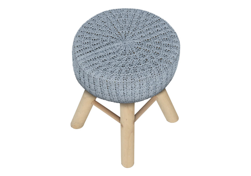Ottoman, Pouf, Footrest, Foot Stool, Round, Natural Wood Legs, Contemporary, Modern