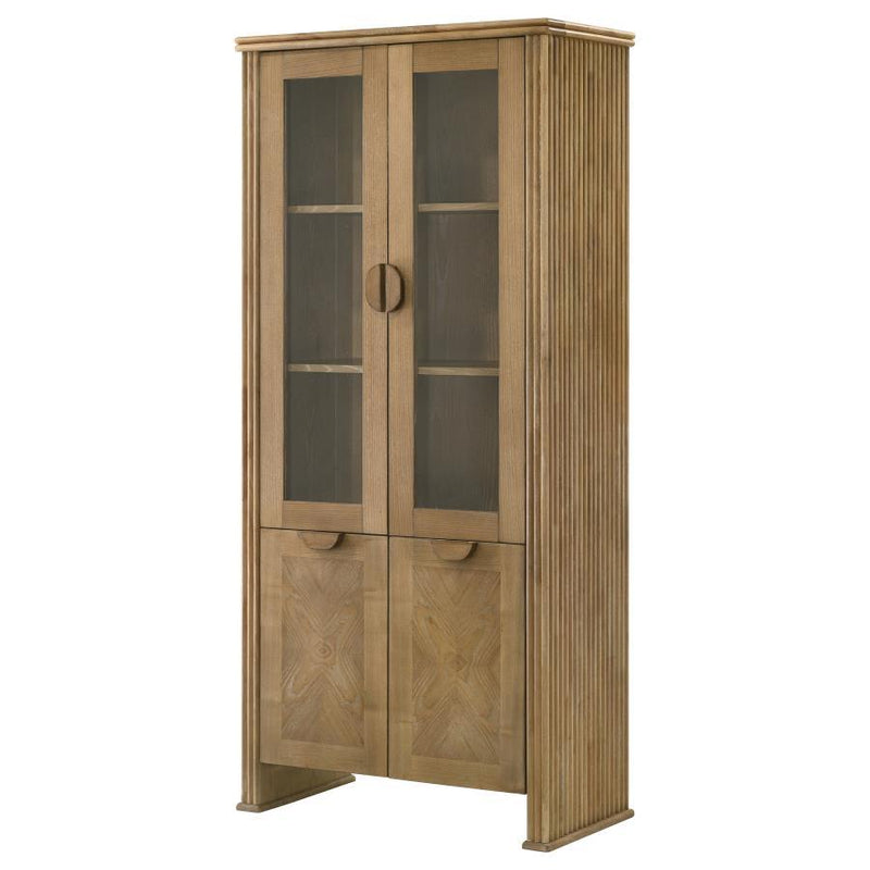 Adina - Tall Display Cabinet - Distressed Light Brown