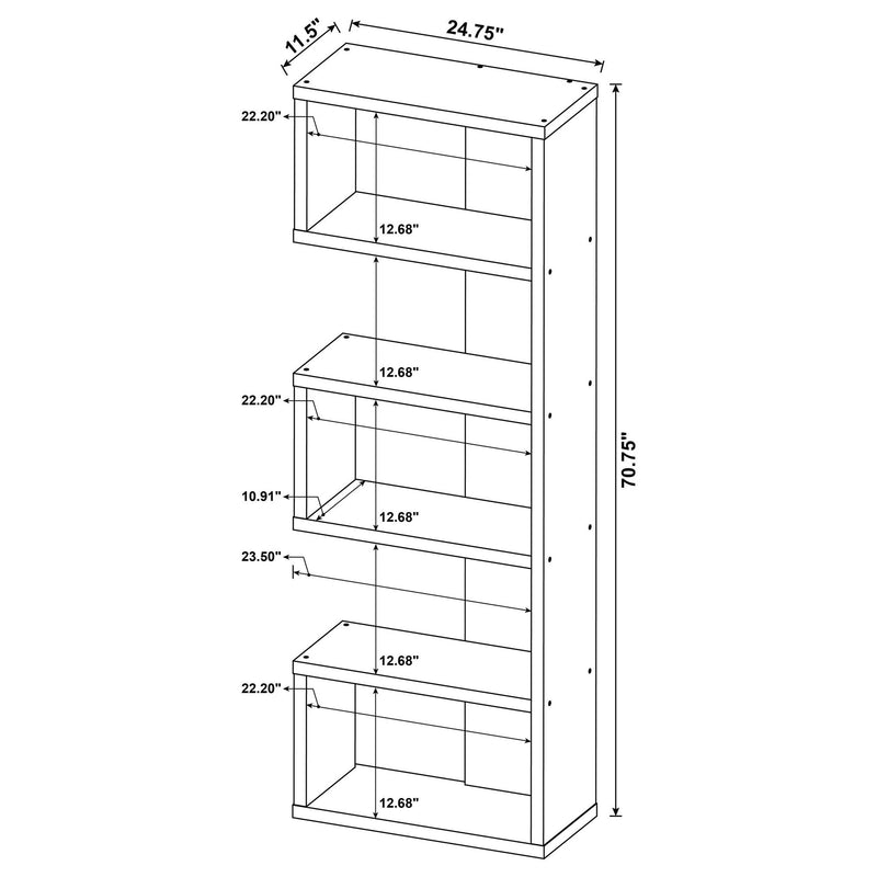 Joey 71-inch 5-shelf Bookshelf Weathered Grey