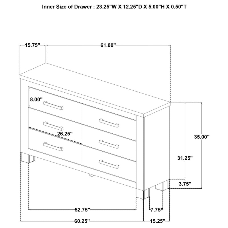 Oakglen 6-drawer Bedroom Dresser Weathered Oak