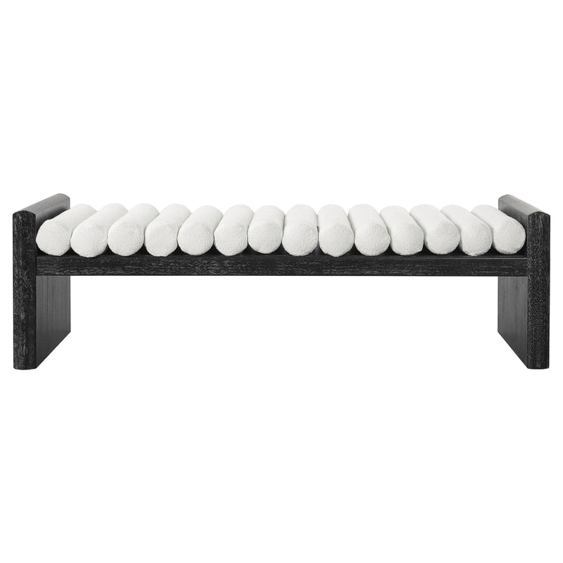 Upholstered Bench With Rolled Cushions - Black / Beige