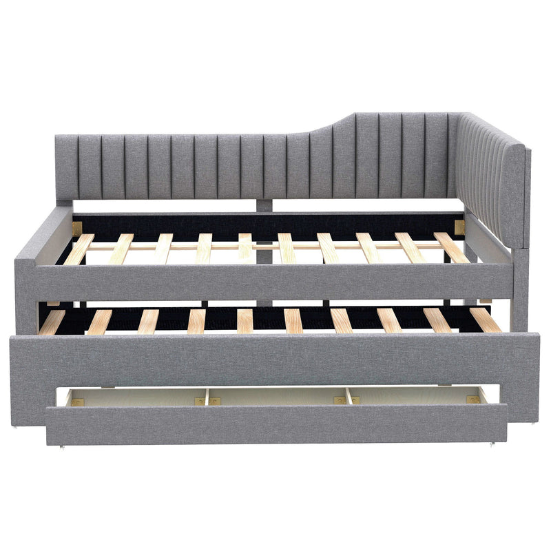 Upholstered Daybed With Trundle And 3 Drawers