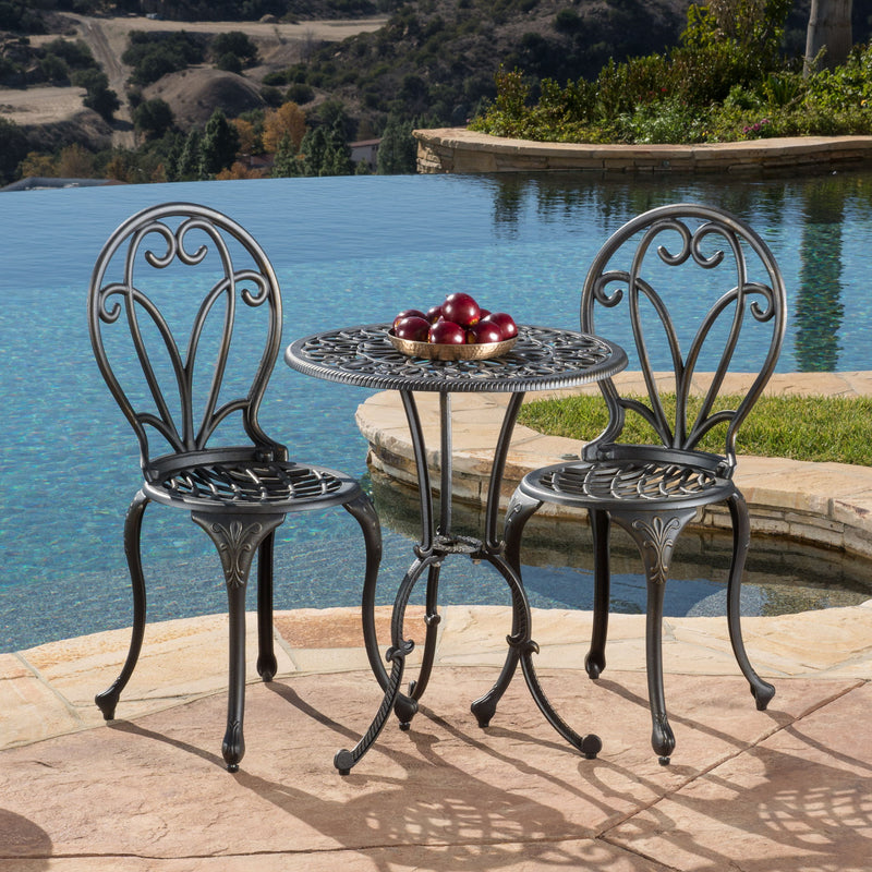 Thomas - 3 Pieces Cast Bistro Set - Black / Gold