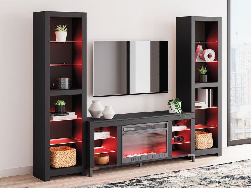 Cayberry - 3-Piece Entertainment Center With Electric Fireplace - Black