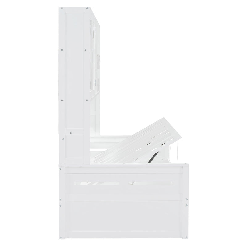 Daybed With All-In-One Cabinet And Shelf