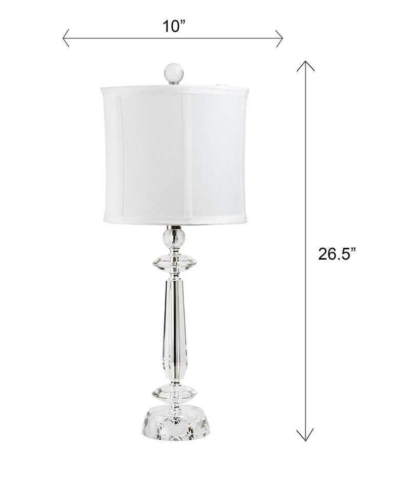 Karat - Contemporary Crystal Table Lamp (Set of 2) - Clear Crystal / Chrome / White Softback
