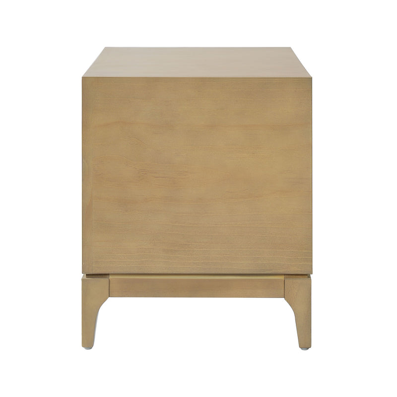 Japandi 2 Drawer Nightstand With Geometric Design