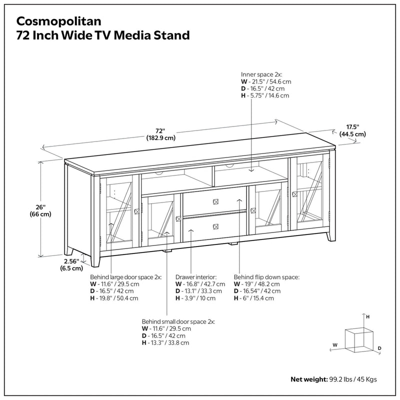 Cosmopolitan - Wide TV Media Stand - Farmhouse Gray