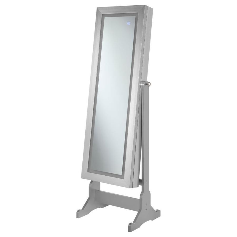 Moore - Cheval Mirror With Jewelry Storage - Silver