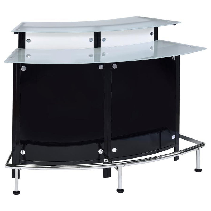 Keystone - Curved Glass Top Home Bar Wine Cabinet - Black