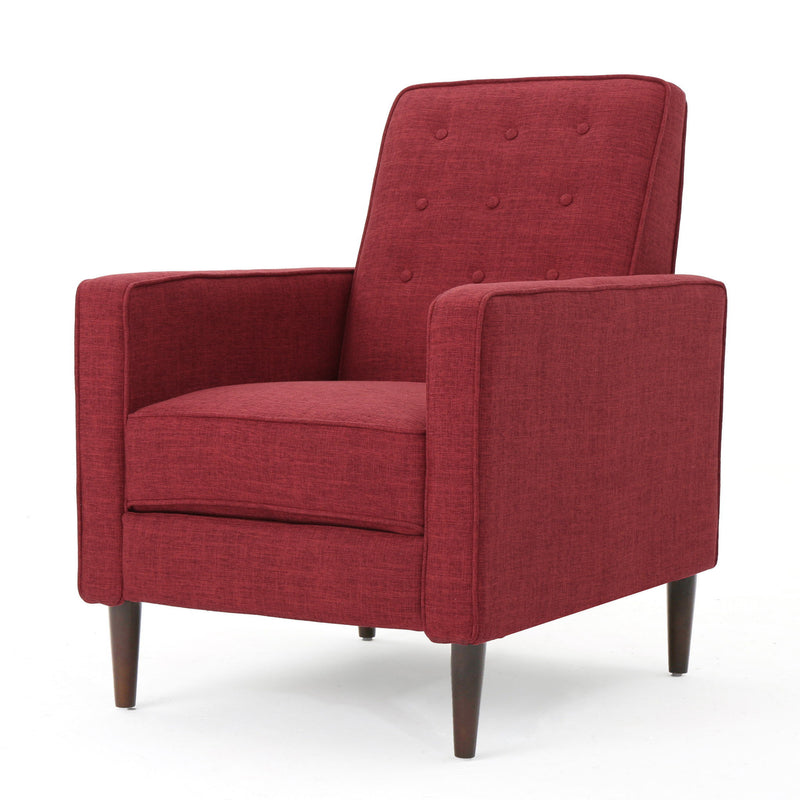 Mid-Century Modern Recliner With Button Tufted Waffle Stitch