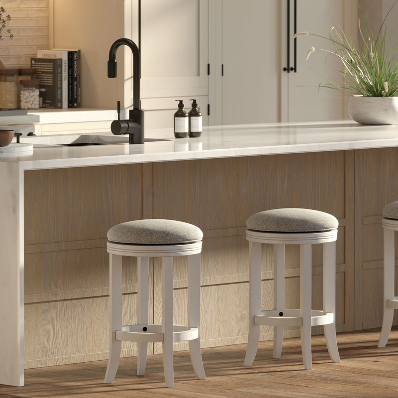 Backless Swivel Stool With Upholstered Seat