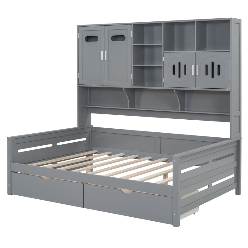 Daybed With All-In-One Cabinet And Shelf