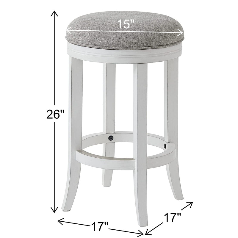 Backless Swivel Stool With Upholstered Seat
