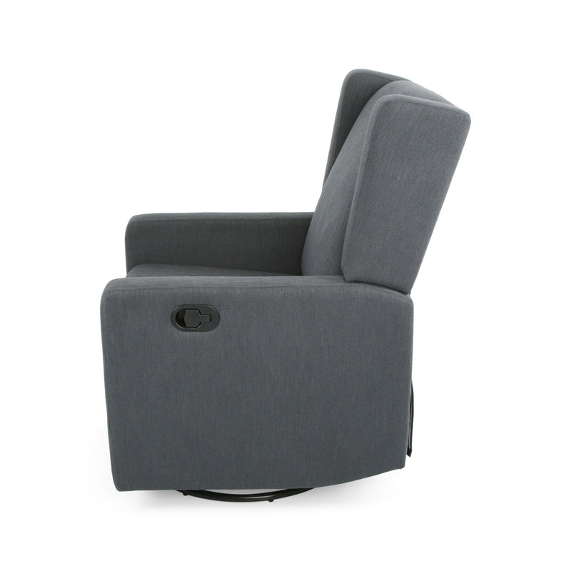 Landau - Contemporary Fabric Upholstered Swivel Recliner - Charcoal